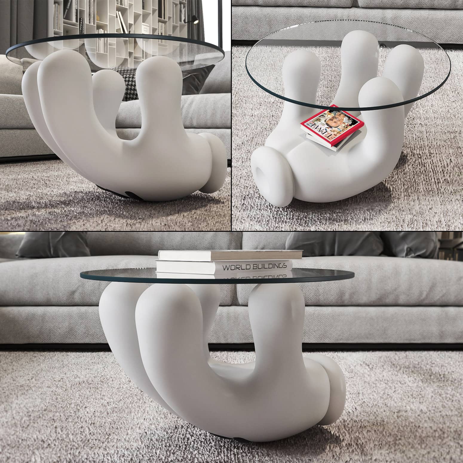 Mousarris Voila! - Gigantic Cartoon Mouse White Glove Coffee Table