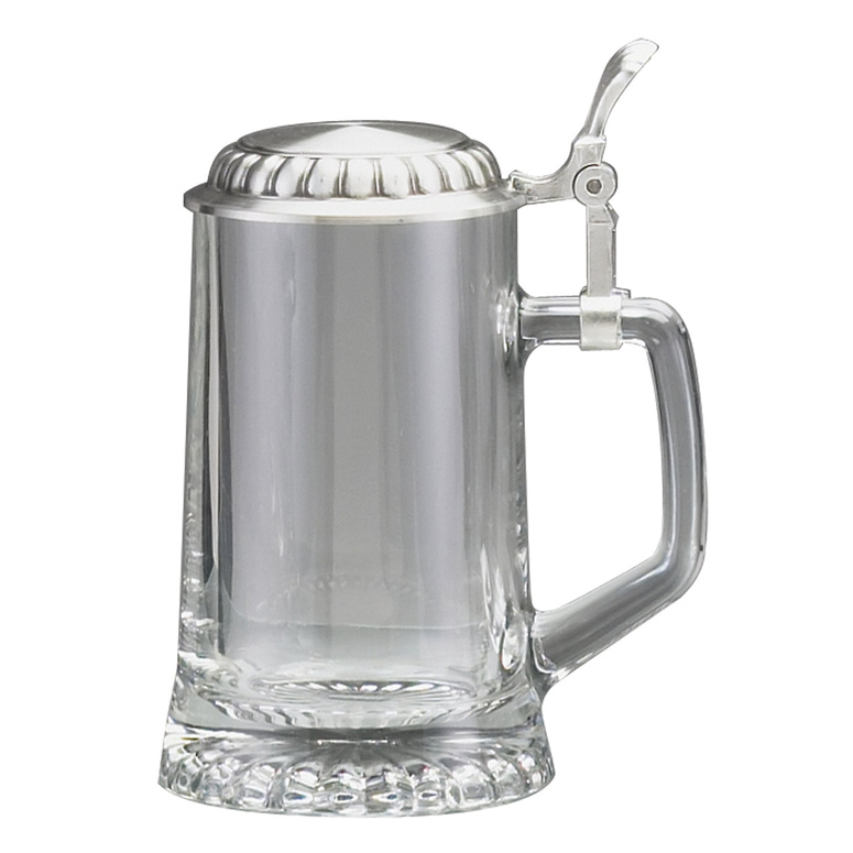 Oktoberfest Glass Beer Stein with Pewter Lid