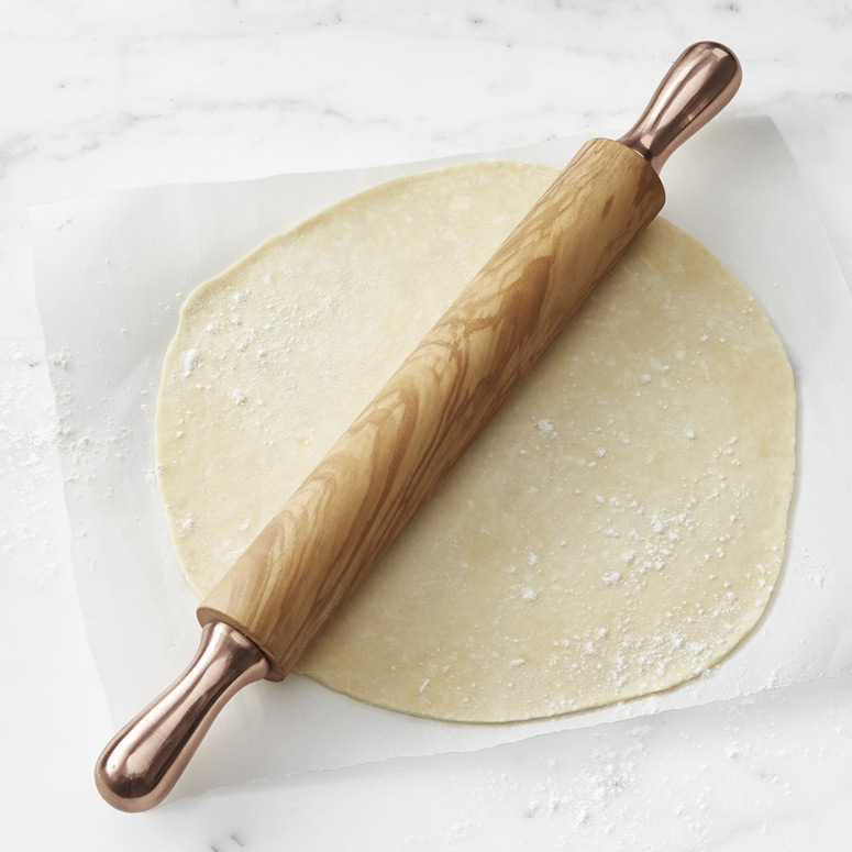 Olive Wood Rolling Pin With Copper Handles