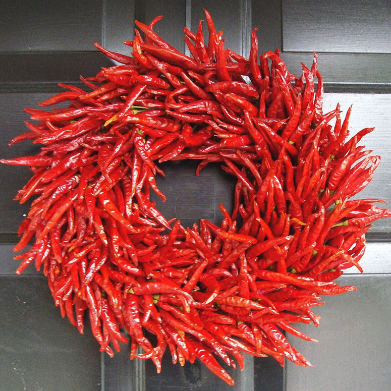 Organic Red Chili Pepper Wreath