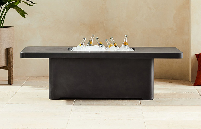 Outdoor Concrete Coffee Table w/ Built-In Beverage Tub