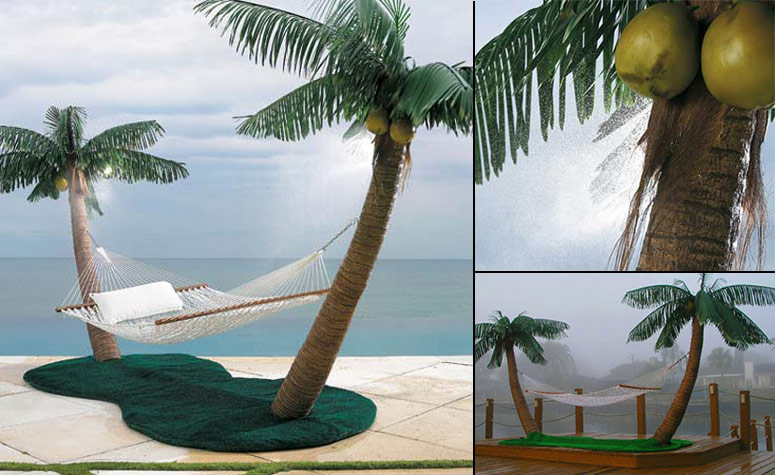Palm Tree Hammock Stand with Cooling Mist Sprayers