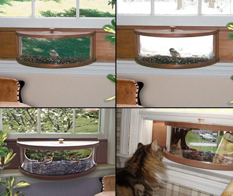 Panoramic In-House Window Bird Feeder With One-Way Mirror