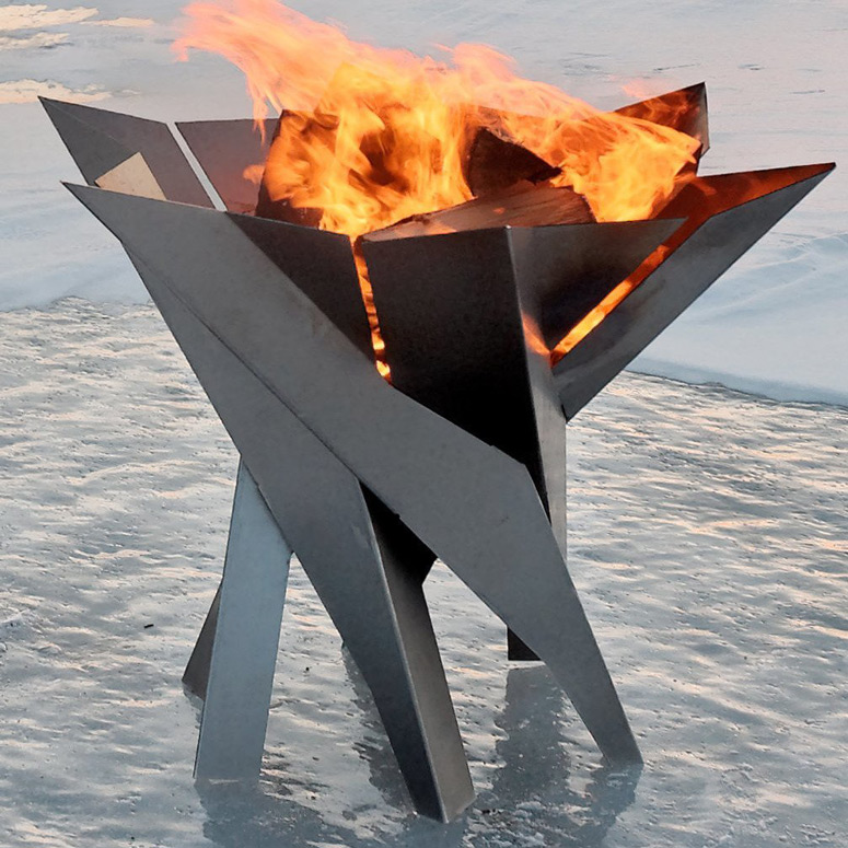 Phoenix Blossom - Sculptural Stainless Steel Fire Pit