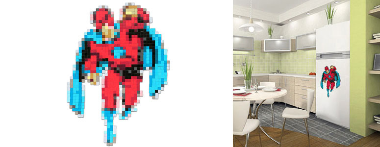 Pixelated Superhero Fridge Magnet Set