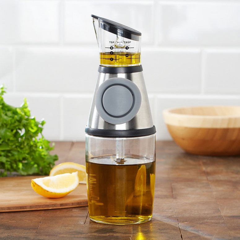 Press-and-Measure Oil and Vinegar Dispenser