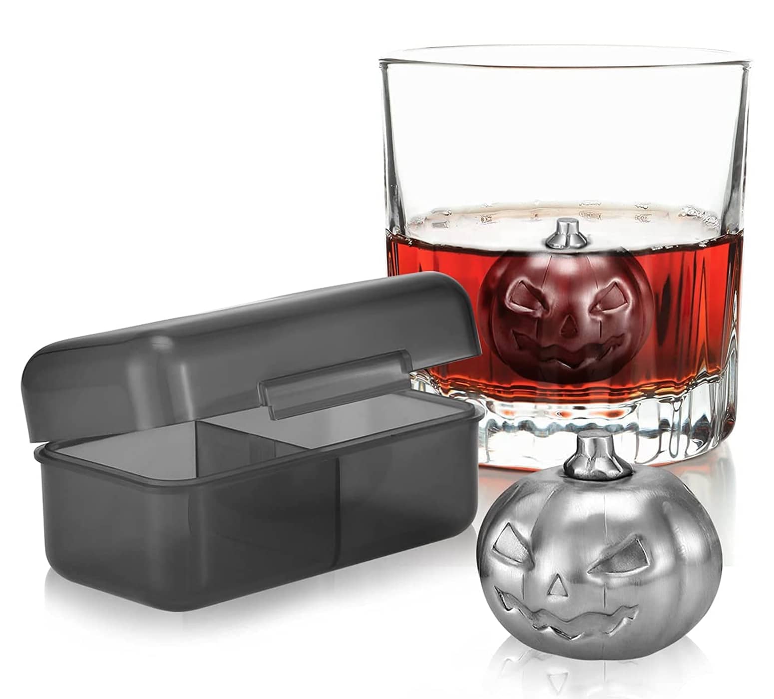 6 Piece Whiskey Ice Cubes Set with Silicone Head Tongs and Ice Cube Trays  Stainless Steel Ice Cubes Reusable