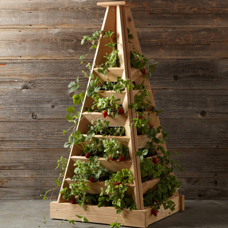 Pyramid-Shaped Cedar Garden Planter