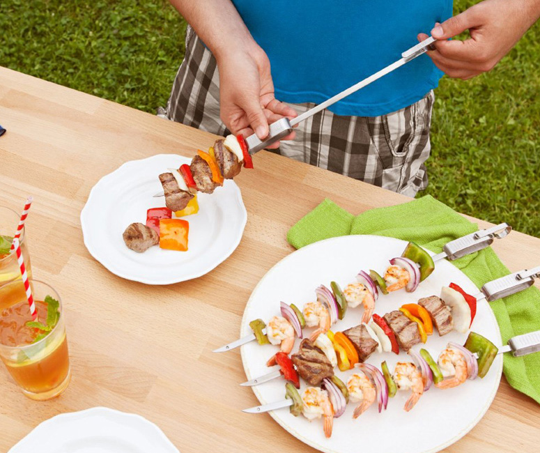 Quirky Slide and Serve Metal Skewers