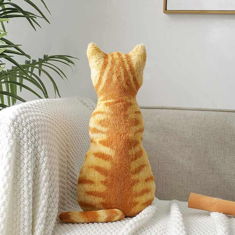 Realistic Cat Silhouette Throw Pillow