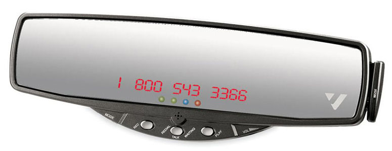 Rear View Mirror Bluetooth Car Kit - Speakerphone, Caller ID and Headset