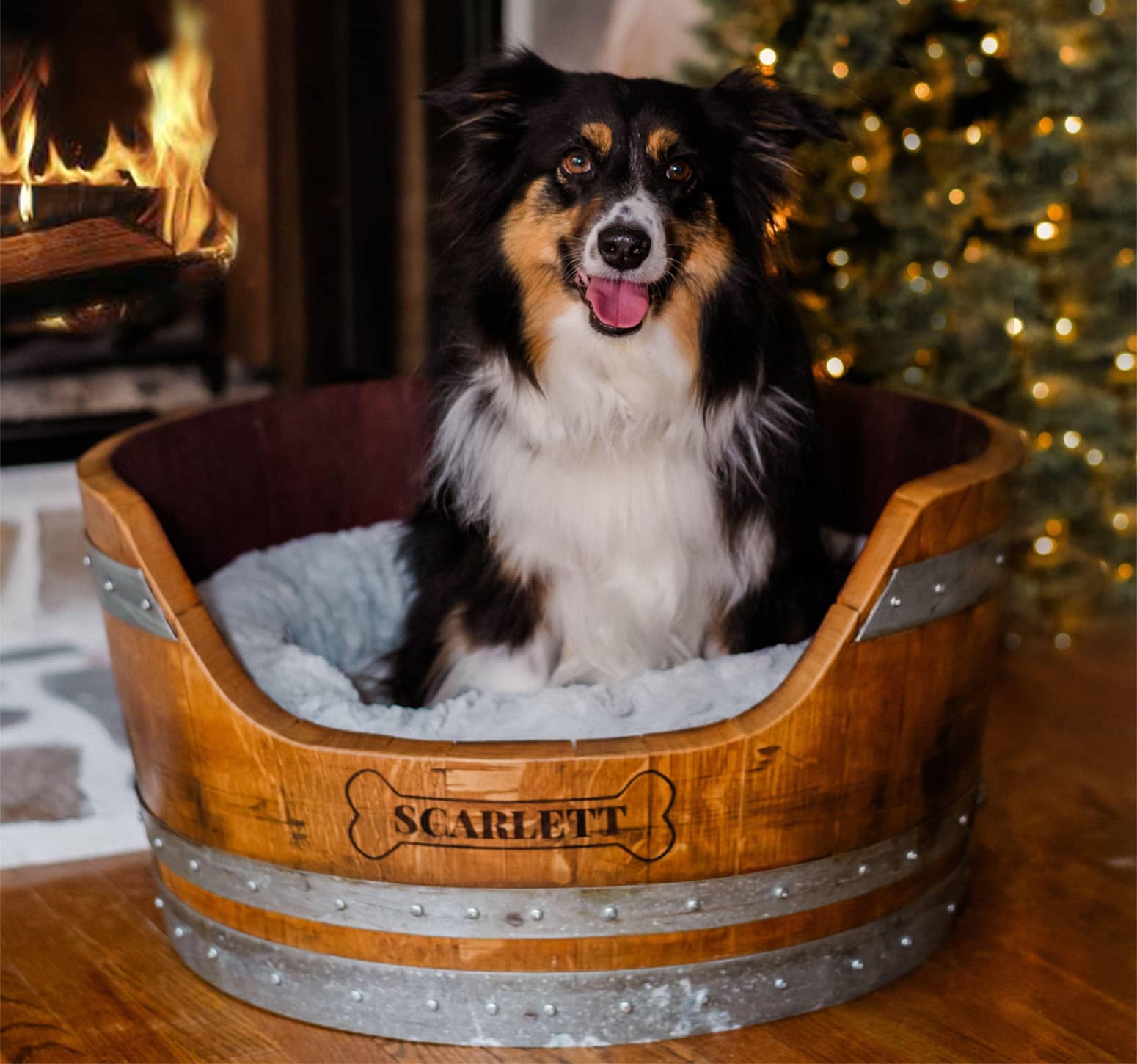 Reclaimed Wine Barrel Pet Bed