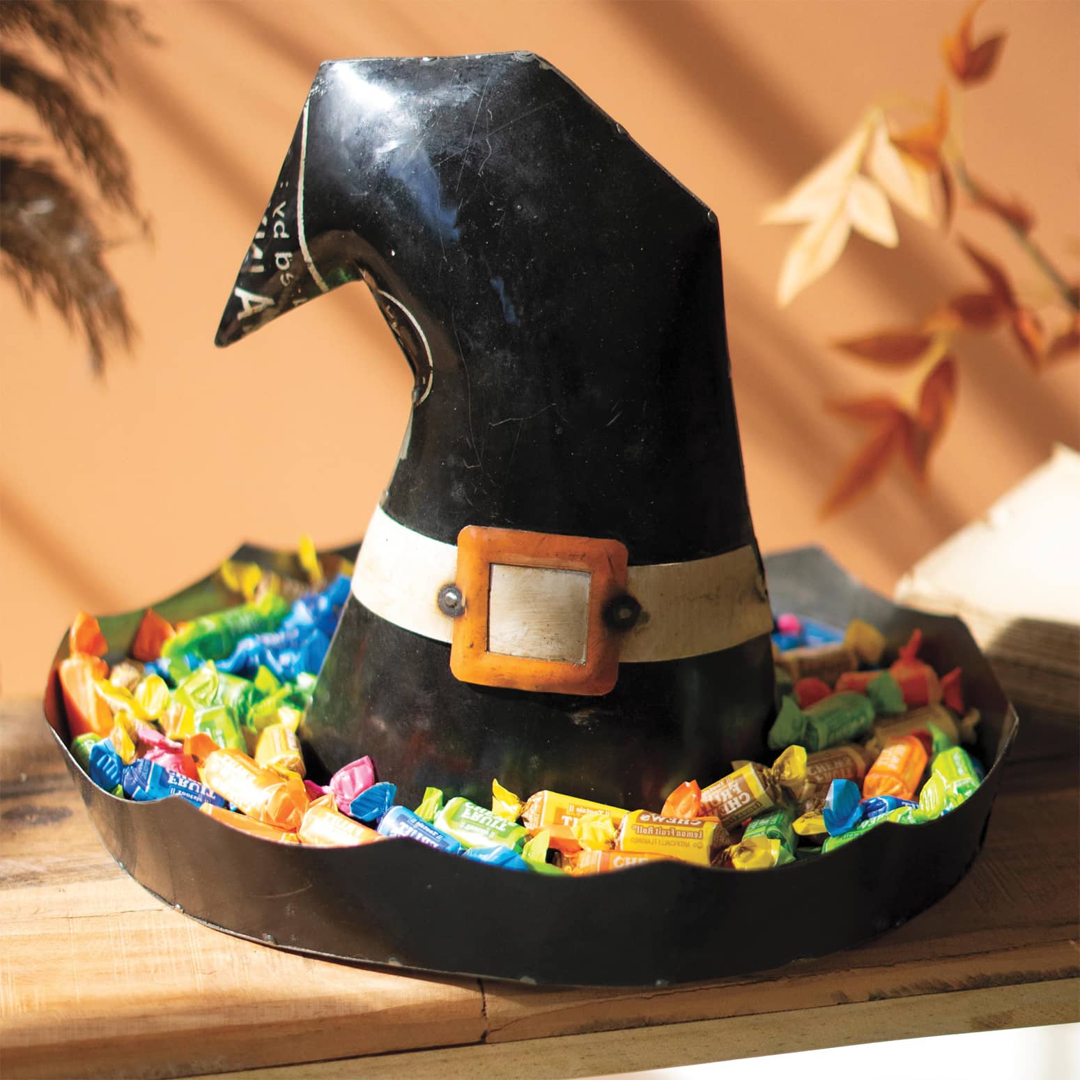 Recycled Iron Halloween Witch Hat / Candy Bowl