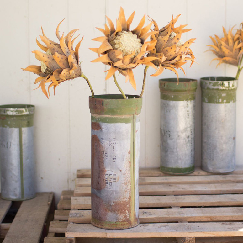 Recycled Metal Ammunition Canister Vase