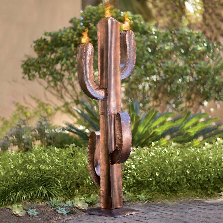 Recycled Metal Saguaro Cactus Torch