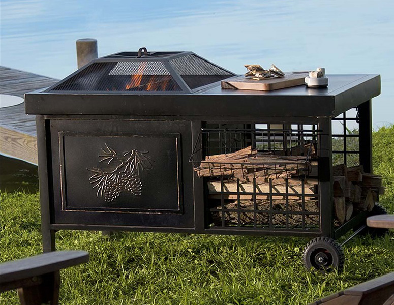 Rolling Wood Burning Fire Pit, Fire Pit On Wheels