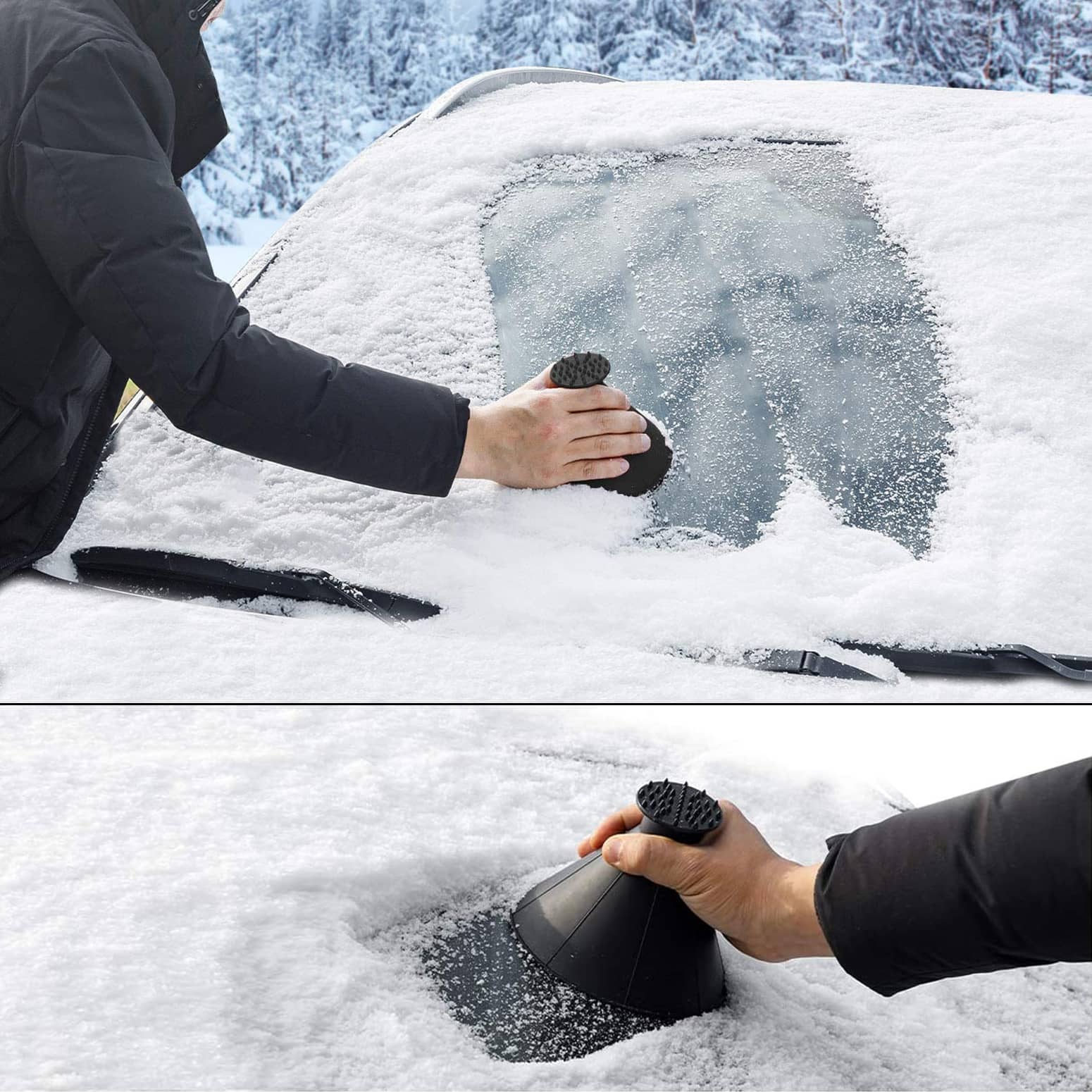  3 Pcs Magical Ice Scrapers for Car Windshield, Round