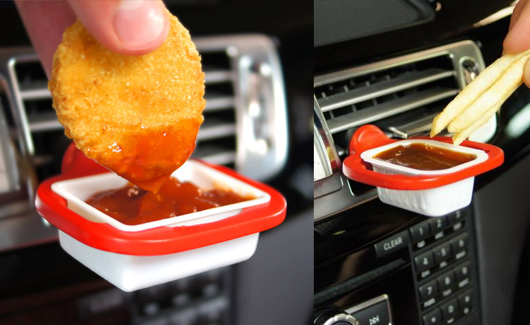 3PCS sauce holder for car vent，Car sauce cup holder immersed jacketed ketchup mini dip cup,Suitable For All Kinds Of Cars 