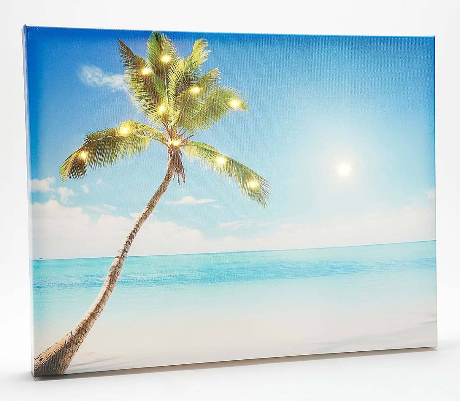 Seaside Palm Illuminated Outdoor Canvas Painting
