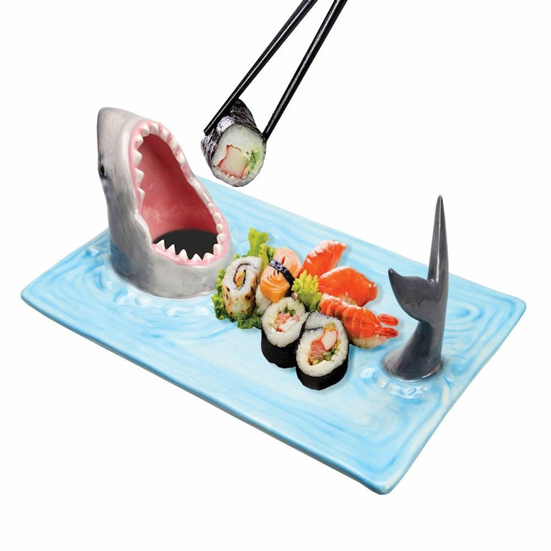 Shark Attack Ceramic Sushi / Soy Sauce Serving Platter