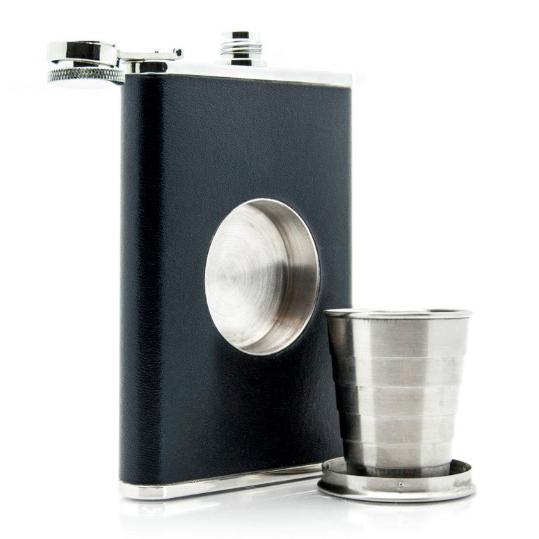 Shot Flask - Flask with Built-In Collapsible Shot Glass