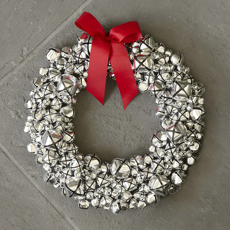 Silver Jingle Bells Wreath