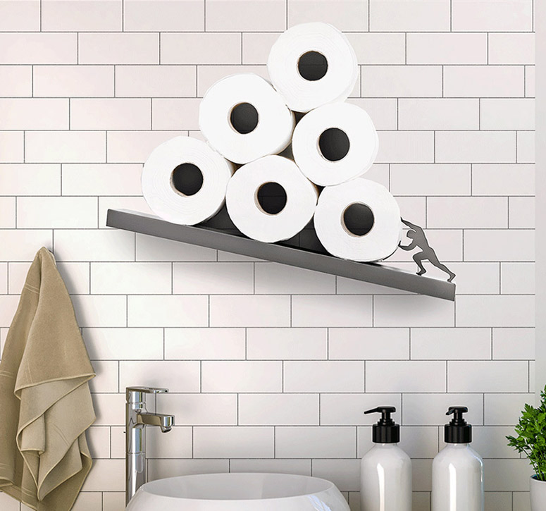 Sisyphus - Tilted Toilet Paper Shelf Inspired By Greek Mythology