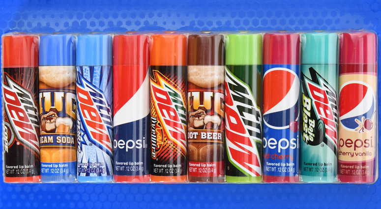 Soda Flavored Lip Balms - Pepsi, Mountain Dew Baja Blast, Mug Root Beer, and More!