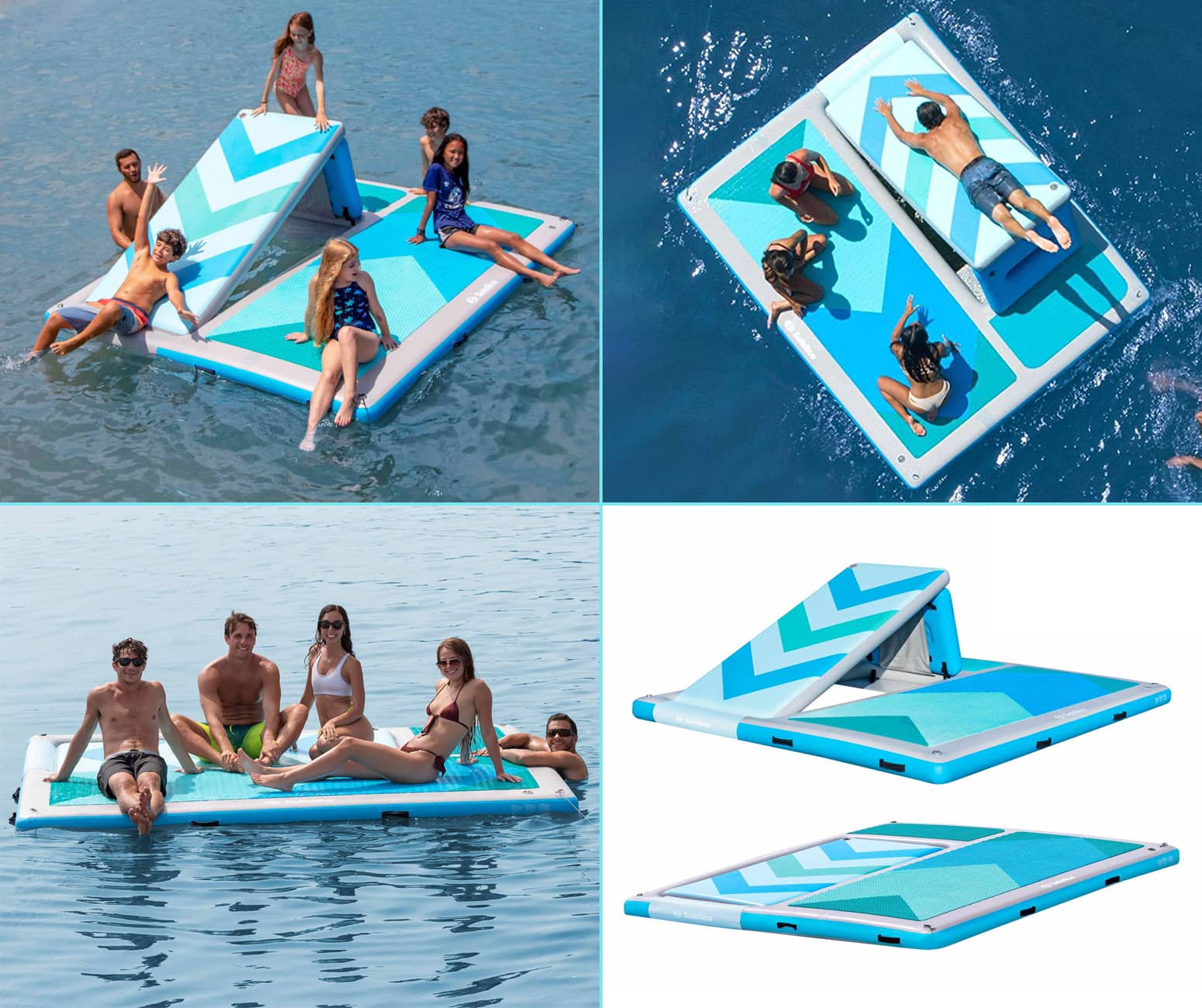 Solstice Inflatable Floating Dock Platform With Built-In Slide