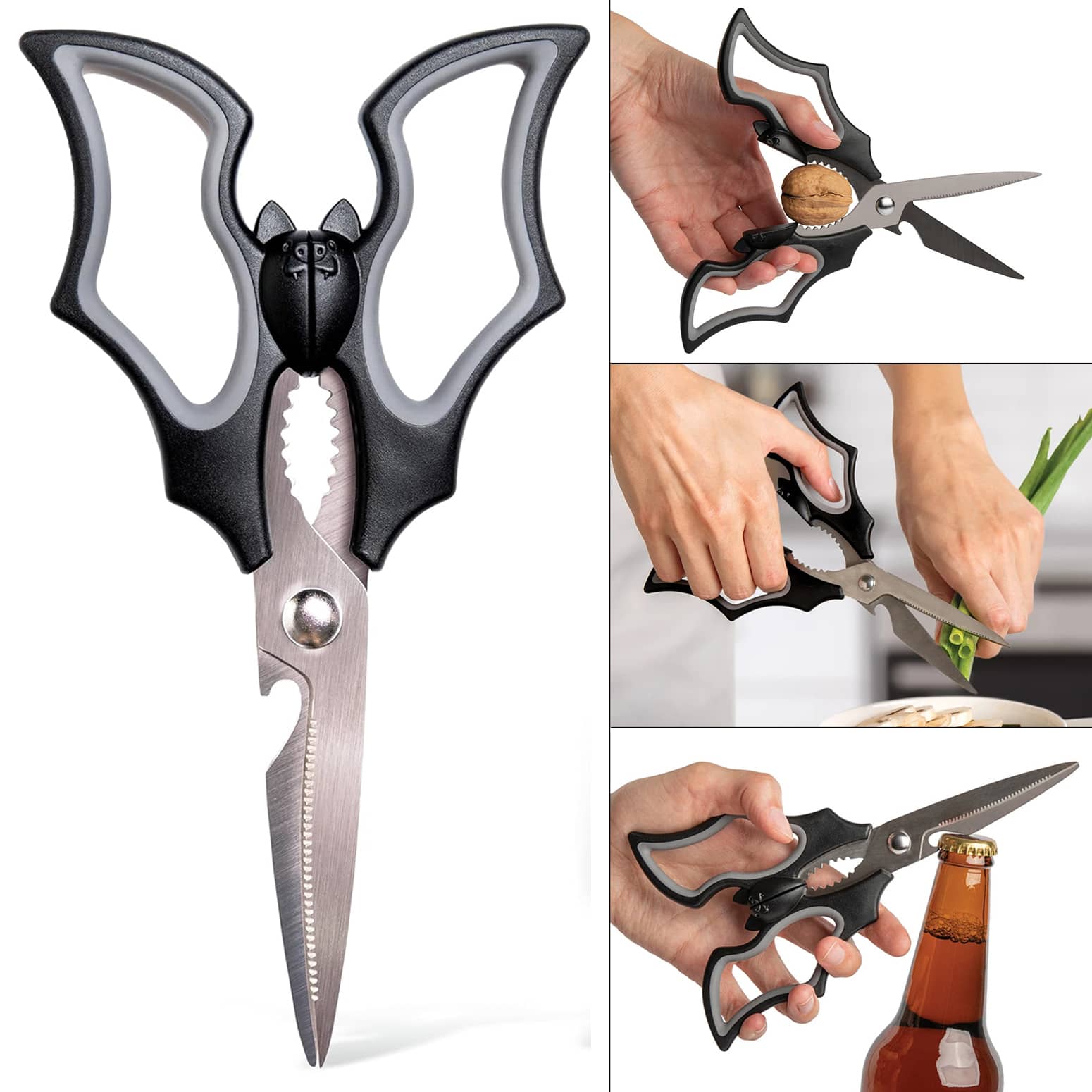 Spooky Bat Kitchen Scissors, Nutcracker, and Bottle Opener