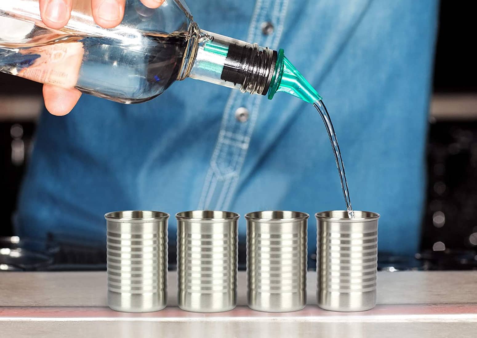 Stainless Steel Shot Glasses Shaped Like Little Tin Cans