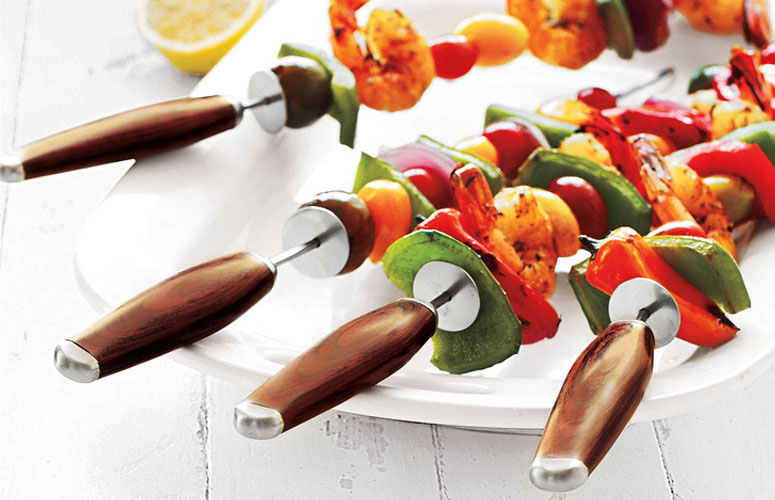 Stainless Steel Skewers with Pakkawood Handles