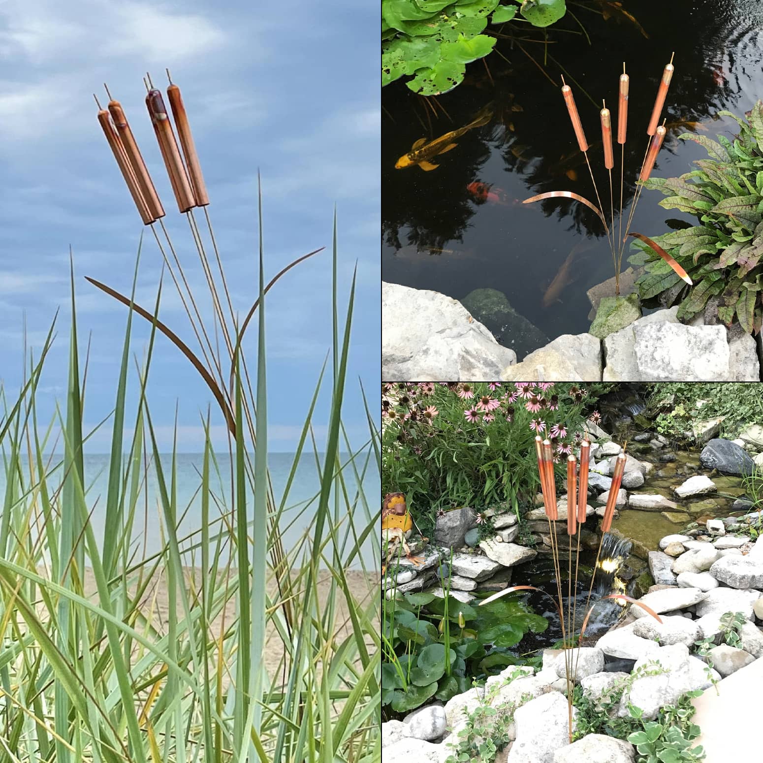 Swaying Copper Cattail Wind Chimes