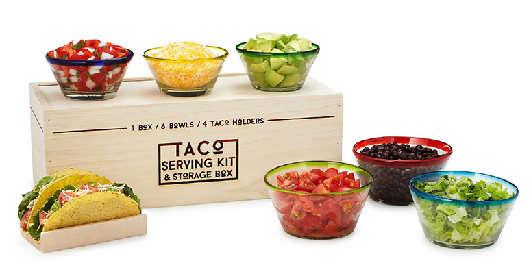 Taco Serving Kit With Wooden Storage Box