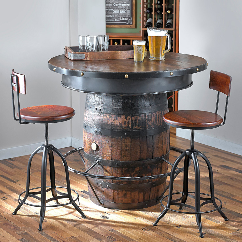Bourbon Barrel Table And Chairs Top, Bourbon Barrel Bar Chairs