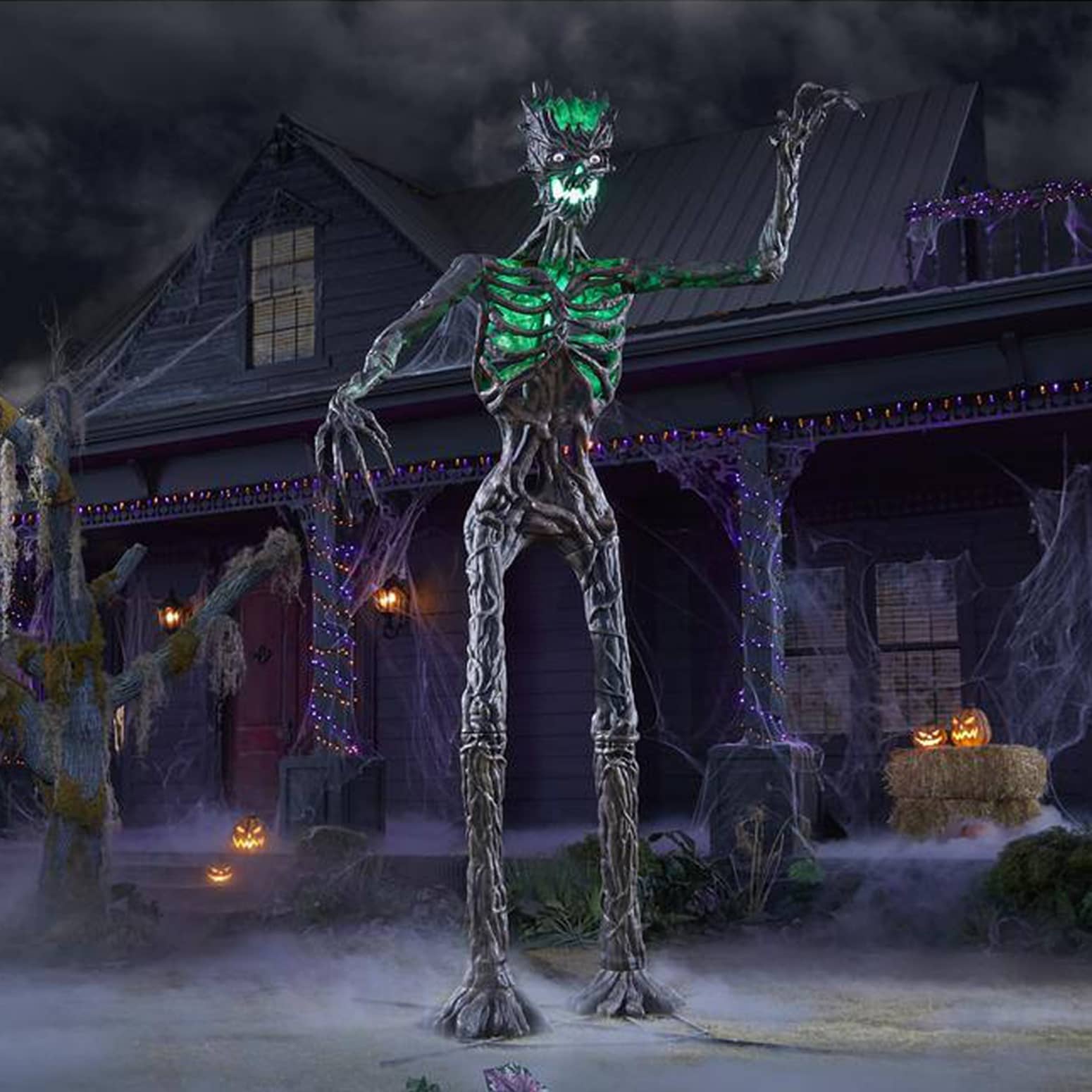 Terrifying 12.5 Foot Tall Giant Inferno Deadwood Skeleton Statue