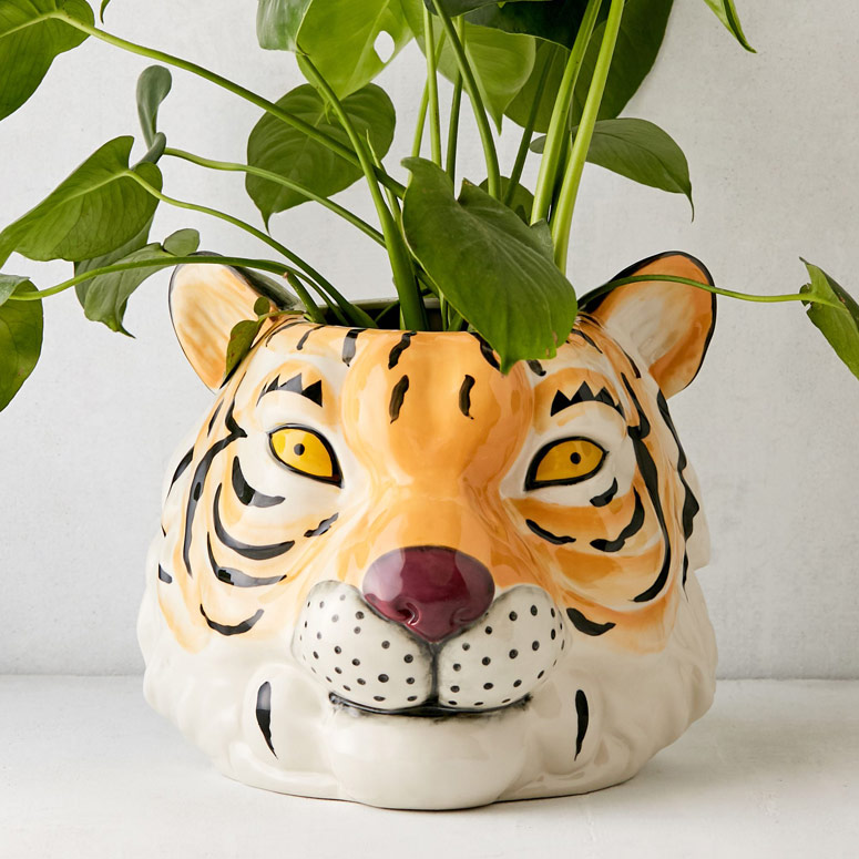 Details about   Tall Flower Vase Pot Ceramic Tiger Head Figurine Succulent Plant Home Decor 