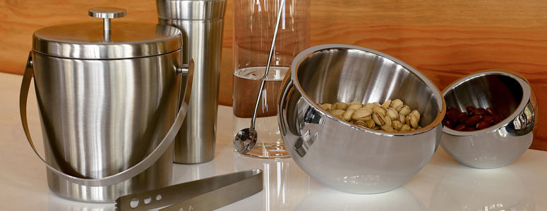 Tilted Stainless Steel Snack Bowls