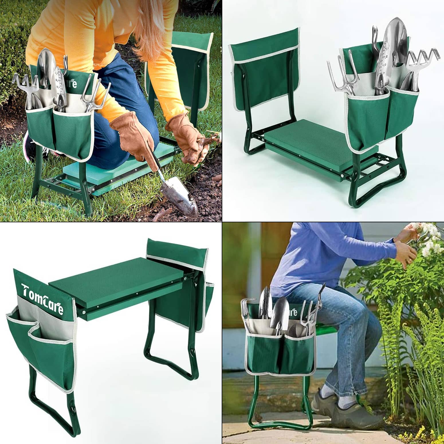 TomCare Garden Kneeler / Seat With Tool Pouches