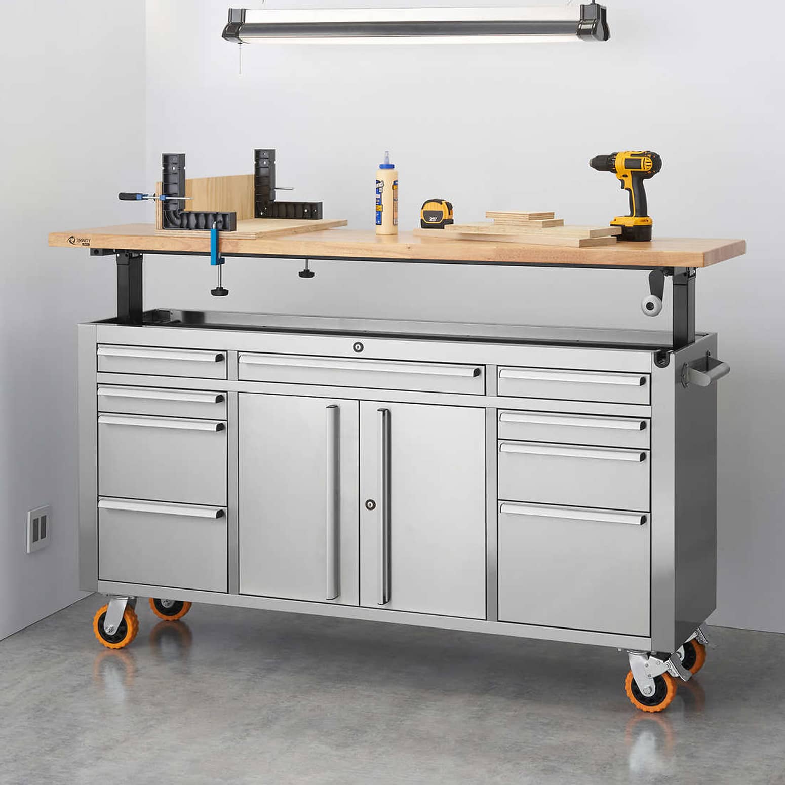 Trinity Pro Adjustable Height Rolling Workbench / Tool Chest