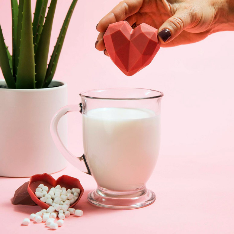 Valentine Heart Strawberries and Cream Hot Cocoa Bomb