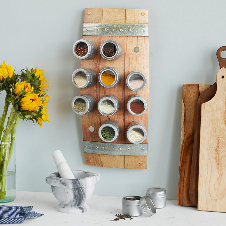 Wine Barrel Magnetic Spice Rack