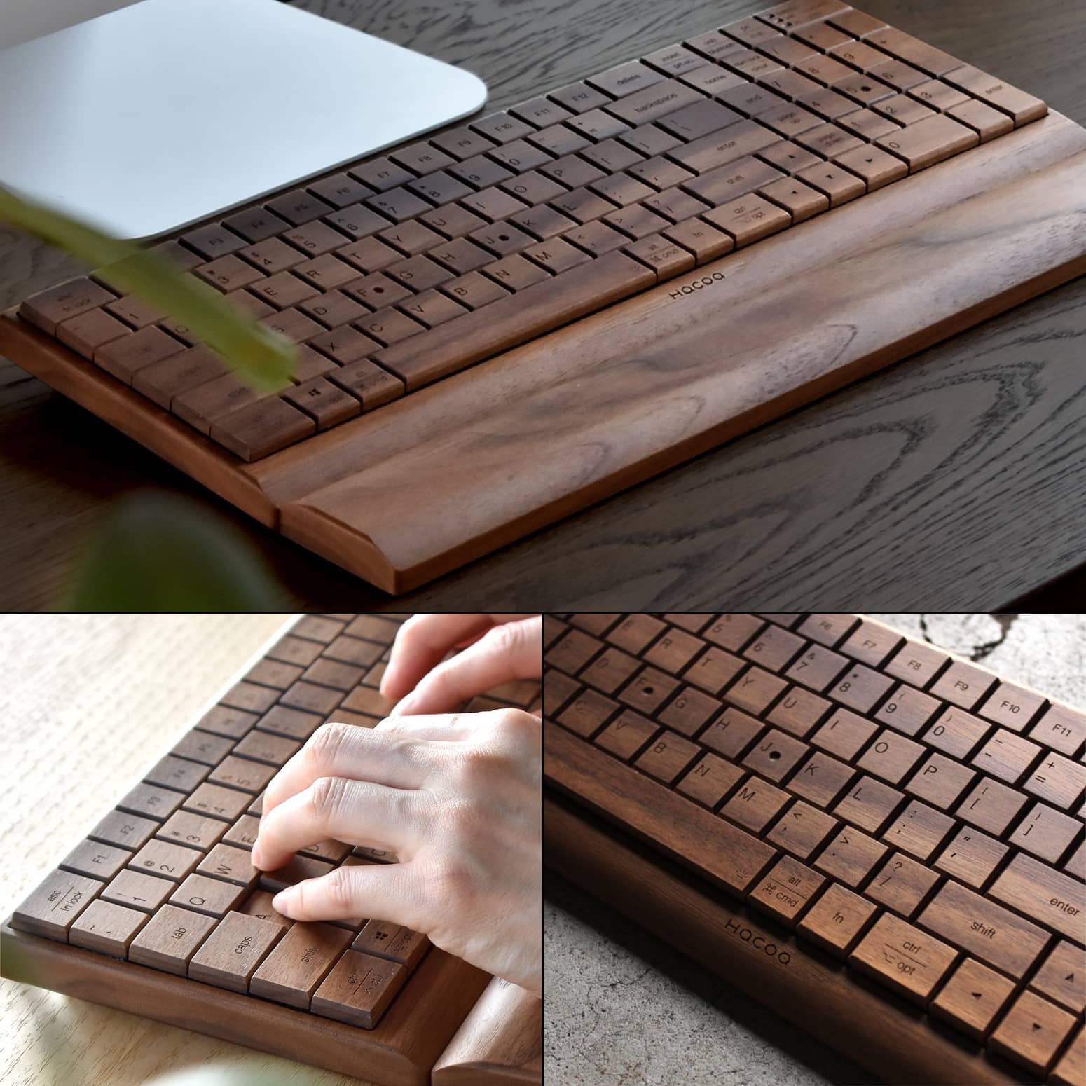Wireless Natural Wood Computer Keyboard