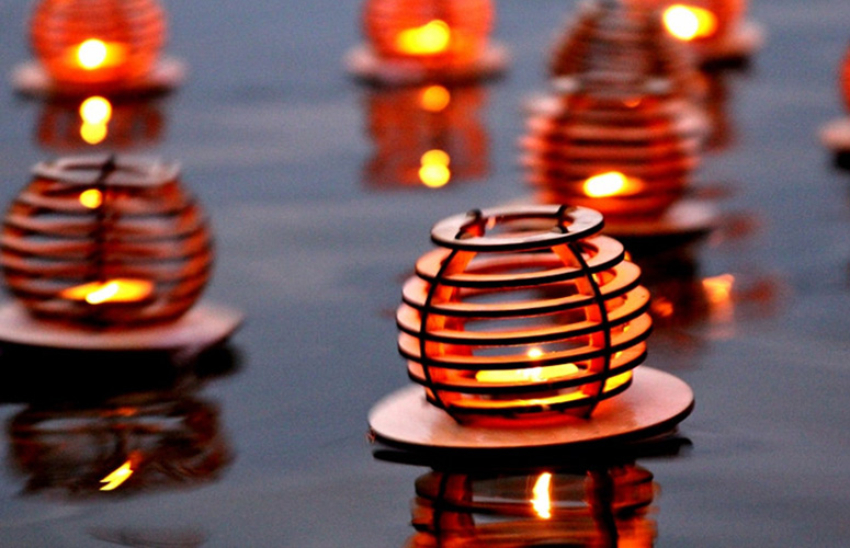 Wooden Floating Tealight Lanterns
