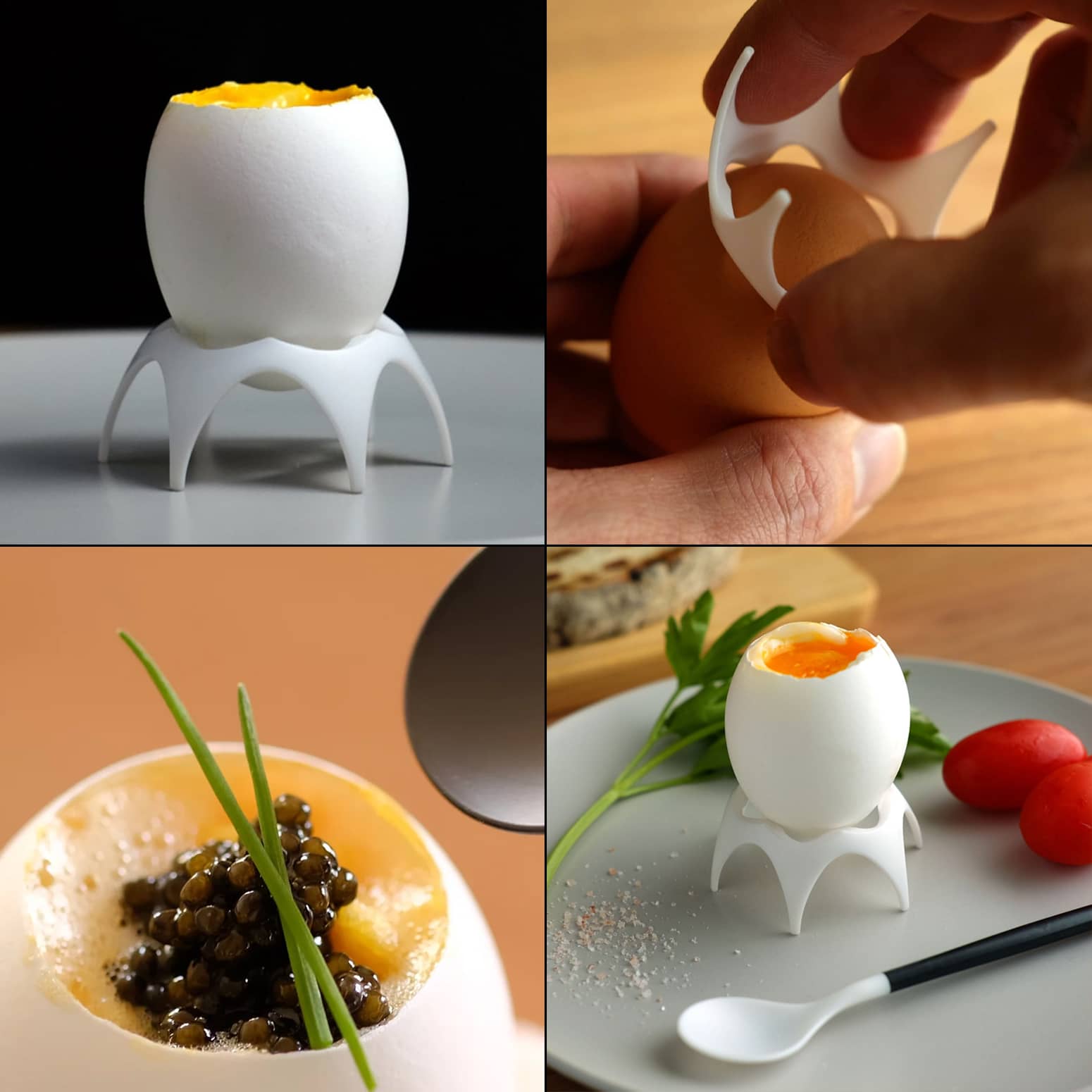 Zikico Temo - Zirconia Eggshell Cutter and Stand for Soft-Boiled Eggs